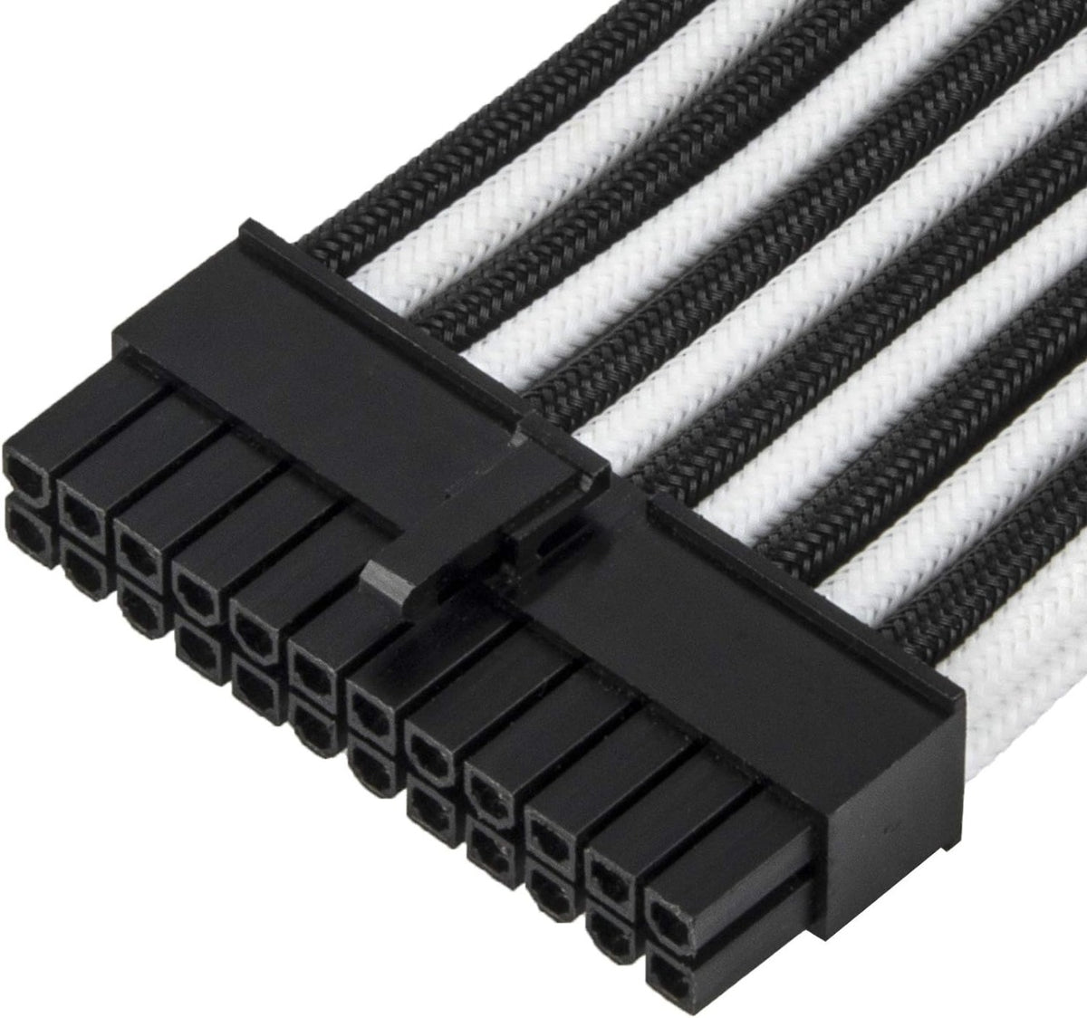 SST-PP07E-MBBW, 24pin black-white sleeve extension cable, 18AWG, black cable comb x 4