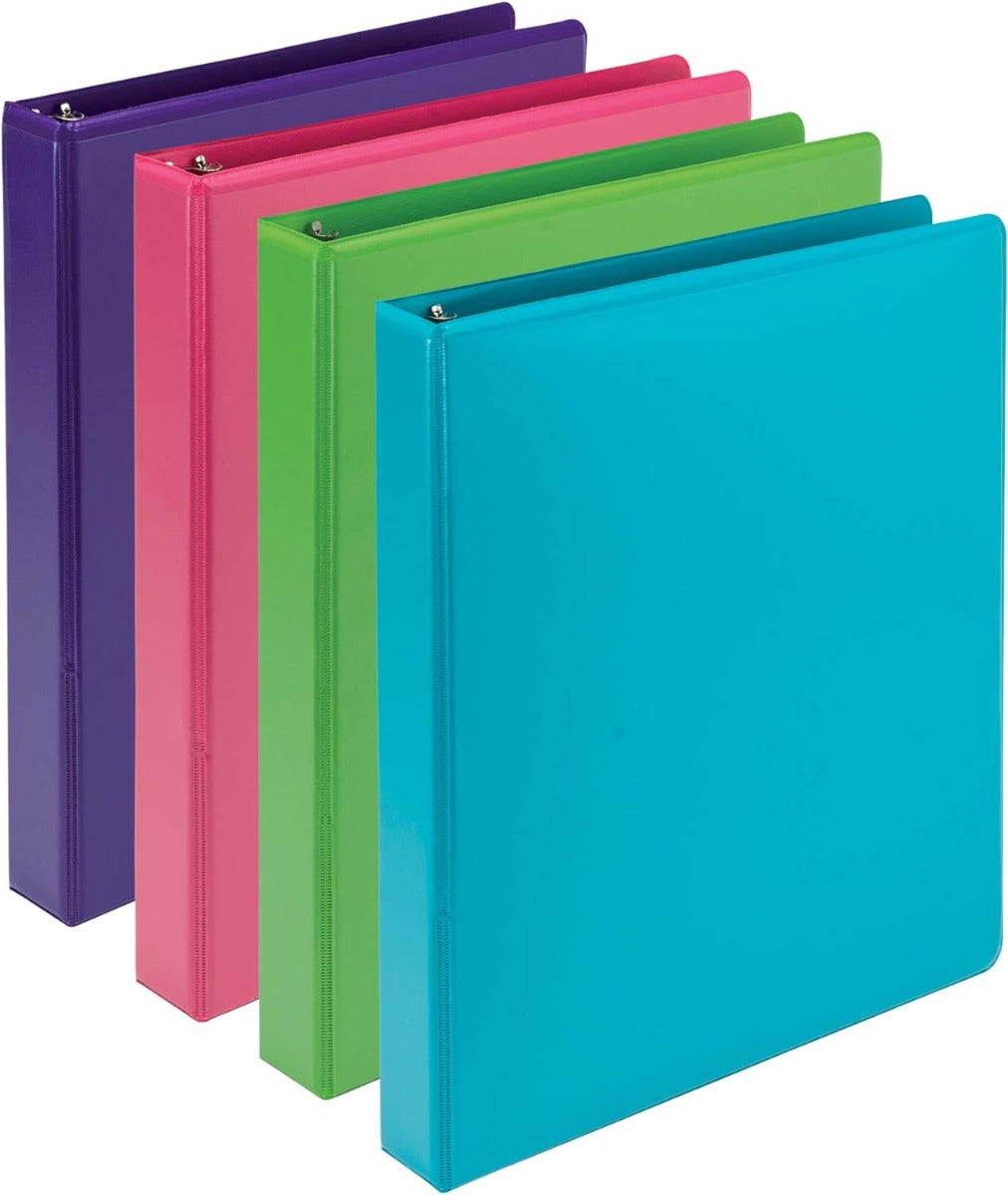 Samsill Earth's Choice Plant-Based Durable 1 Inch 3 Ring View Binders - Assorted, Lime, Purple, Pink, White, 4 Pack (Quantity)