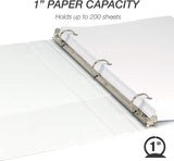 Samsill Durable 1 Inch Round Ring View Binder - White 8 Pack, White, 8 / Pack (Quantity)