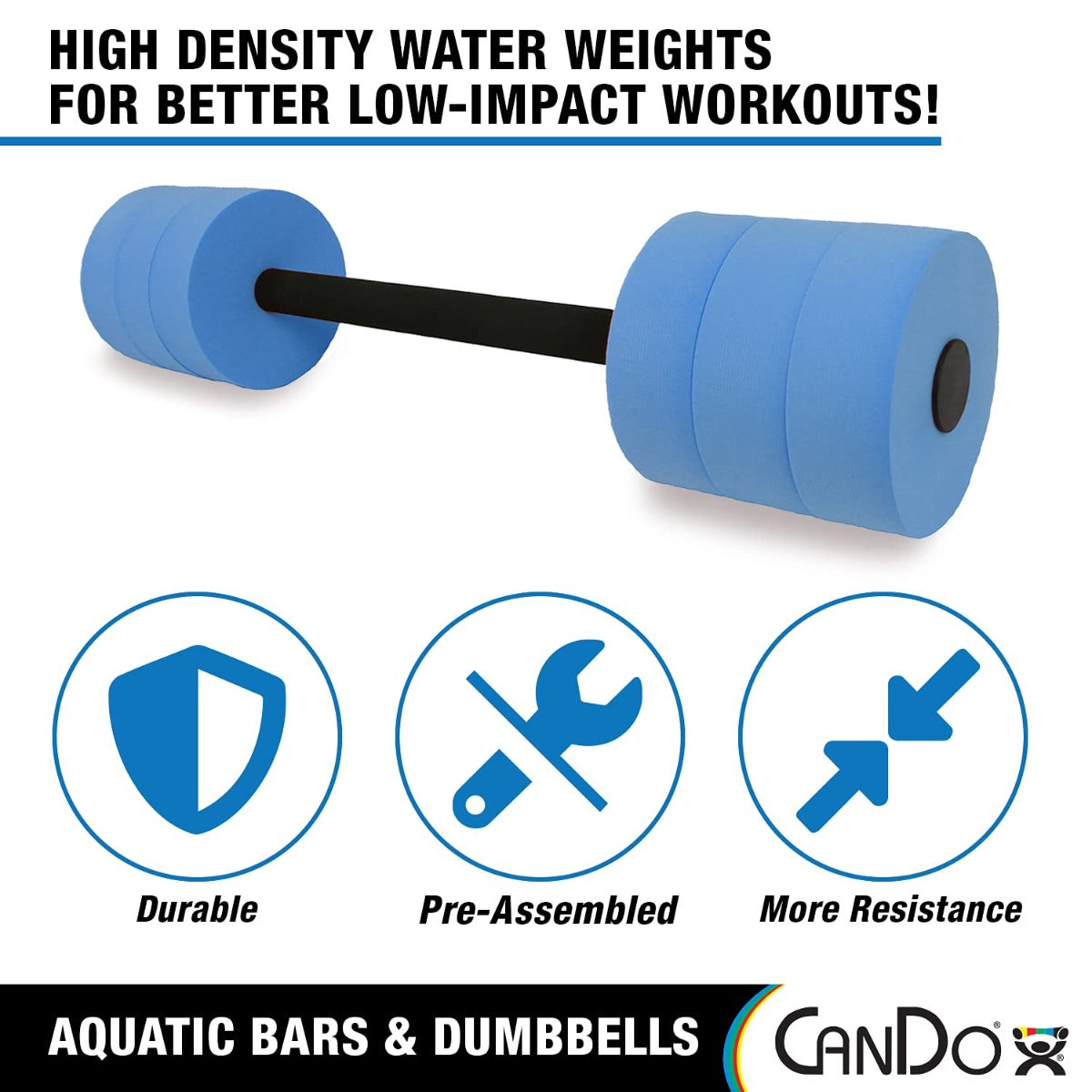 CanDo Aquatic Swim Bars and Dumbbells for Hydrotherapy, Swimming, Water Aerobics, Rehab, Swim Lessons, Pool Fitness & Learning to Swim