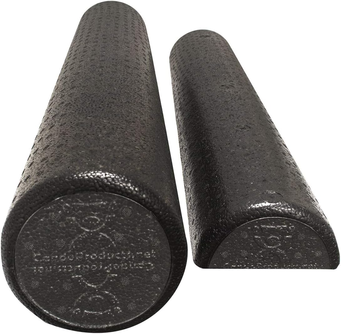 CanDo Black Composite High-Density Foam Rollers for Muscle Restoration Massage Therapy Sport Recovery and Physical Therapy 6" x 12" Round