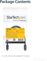 StarTech Thunderbolt 3 Cable - 40Gbps - Daisy Chainable - Passive - USB C Cable - USB-C Thunderbolt to Thunderbolt Cable (TBLT34MM50CM)