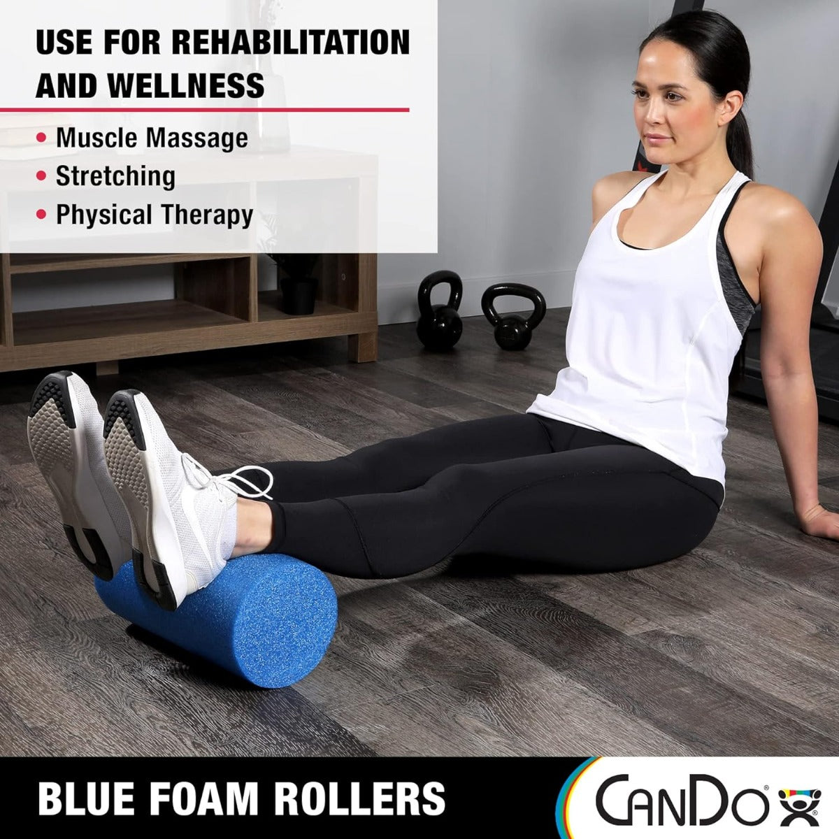 CanDo Blue PE Foam Rollers for Fitness, Exercise Muscle Restoration, Massage Therapy, Sport Recovery and Physical Therapy for Homes, Clinics, and Gyms 6 " x 12" Round