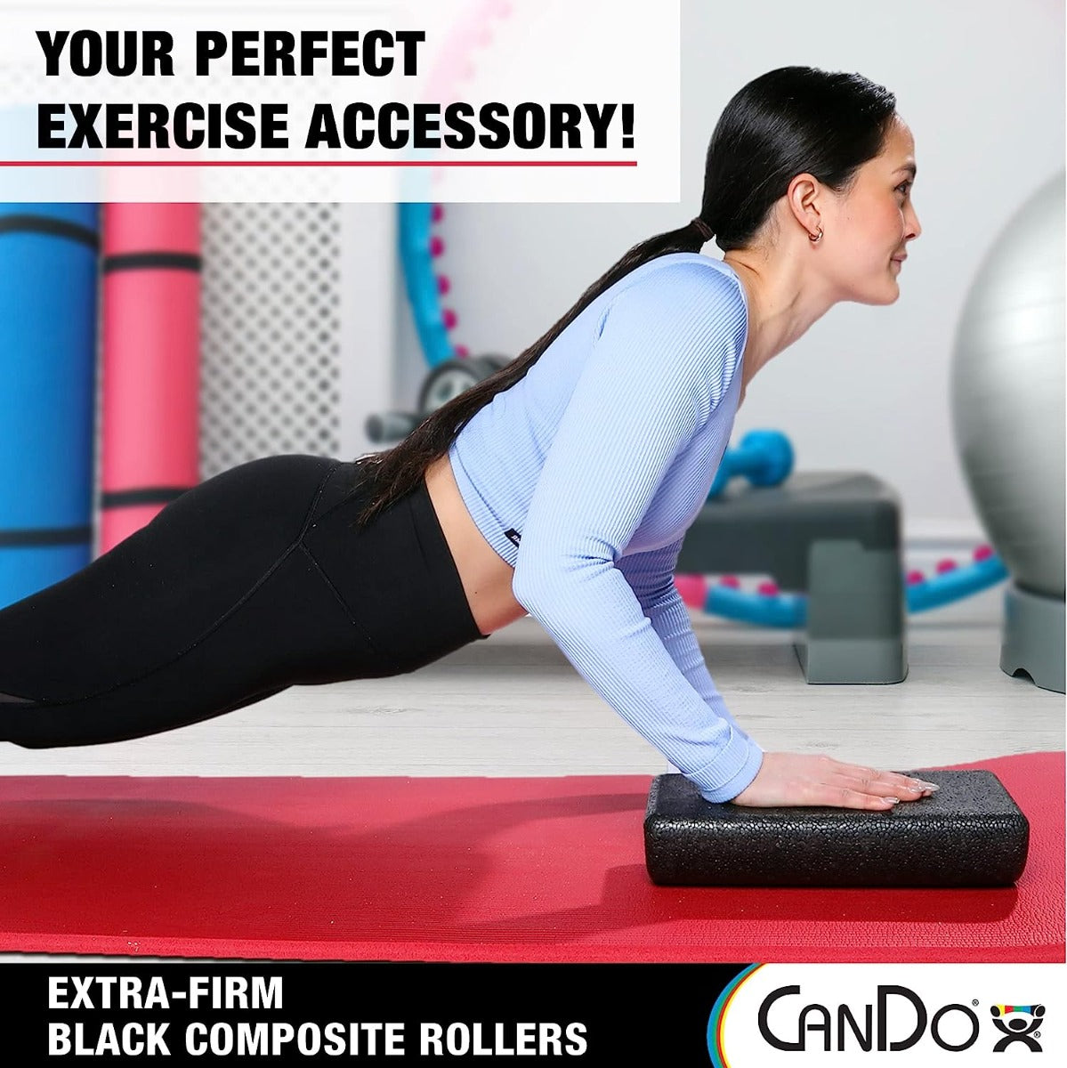 CanDo Black Composite High-Density Foam Rollers for Muscle Restoration Massage Therapy Sport Recovery and Physical Therapy 6" x 36" Half-Round