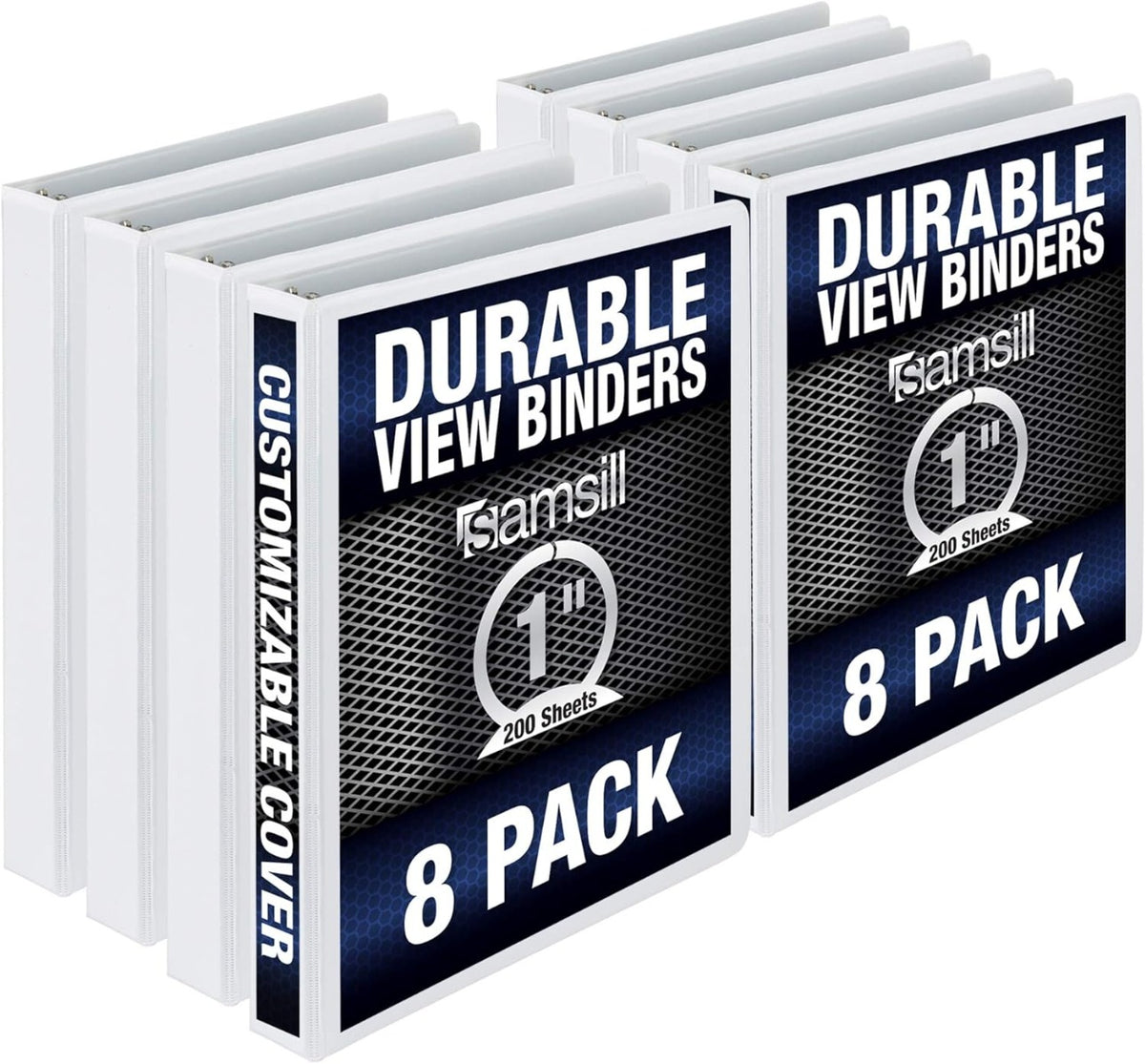 Samsill Durable 1 Inch Round Ring View Binder - White 8 Pack, White, 8 / Pack (Quantity)