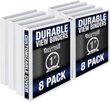 Samsill Durable 1 Inch Round Ring View Binder - White 8 Pack, White, 8 / Pack (Quantity)