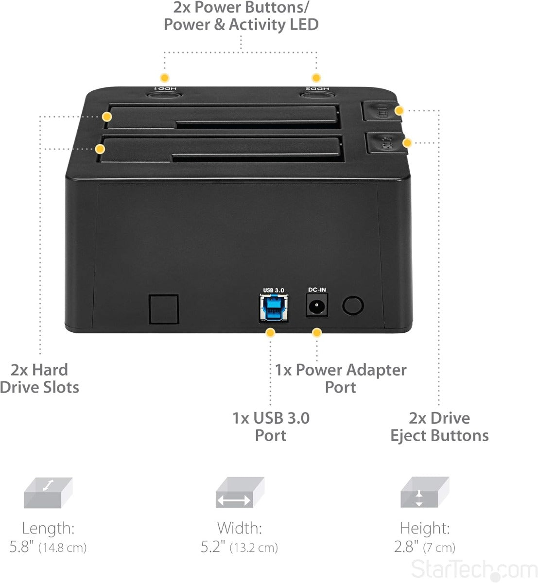 StarTech SDOCK2U33 USB 3.0 Dual Hard Drive Docking Station with UASP