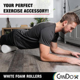 CanDo White PE Foam Rollers for Exercise, Finess, Muscle Restoration, Massage Therapy, Sport Recovery and Physical Therapy for Home, Clinics, Professional Therapy Round 6" x 18"