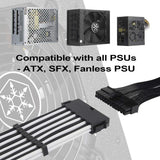 SST-PP07E-MBBW, 24pin black-white sleeve extension cable, 18AWG, black cable comb x 4