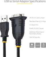 StarTech.com 3ft (1m) USB to Serial Cable, DB9 Male RS232 to USB Converter, USB to Serial Adapter, COM Port Adapter with Prolific IC, 1 (Quantity)