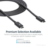 StarTech Thunderbolt 3 Cable - 6 ft / 2m - 4K 60Hz - 20Gbps - USB C to USB C Cable - Thunderbolt 3 USB Type C Charger Cable (TBLT3MM2M)