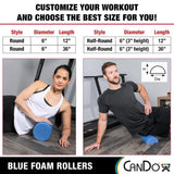 CanDo Blue PE Foam Rollers for Fitness, Exercise Muscle Restoration, Massage Therapy, Sport Recovery and Physical Therapy for Homes, Clinics, and Gyms 6 " x 12" Half-Round