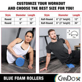 CanDo Blue PE Foam Rollers for Fitness, Exercise Muscle Restoration, Massage Therapy, Sport Recovery and Physical Therapy for Homes, Clinics, and Gyms 6 " x 12" Round