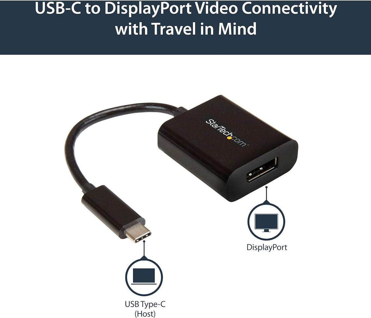 StarTech USB C to DisplayPort Adapter 4K 60Hz - USB Type-C to DP 1.4 Monitor Video Converter (DP Alt Mode) - Thunderbolt 3 Compatible (CDP2DP)