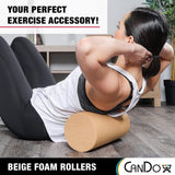 CanDo? Full-Skin PE Foam Roller For Muscle Restoration, Massage Therapy, Sport Recovery, And Physical Therapy. Beige, 6" x 12", Round