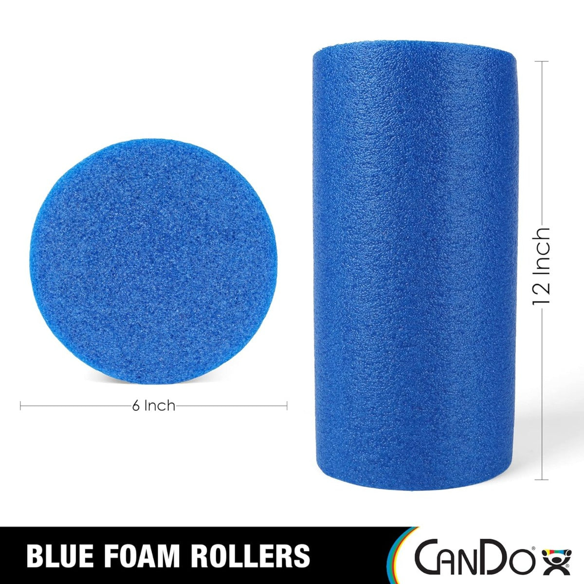 CanDo Blue PE Foam Rollers for Fitness, Exercise Muscle Restoration, Massage Therapy, Sport Recovery and Physical Therapy for Homes, Clinics, and Gyms 6 " x 12" Round