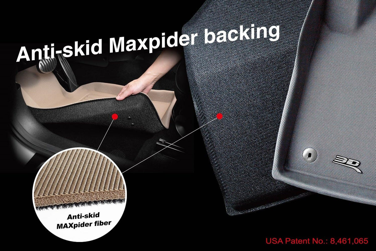 3D MAXpider Kagu Second Row Floor Mat, 16-21 Tesla 6 Seat Model X, Black