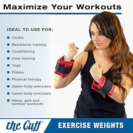 The Cuff Original Adjustable Ankle and Wrist Weight for Yoga, Dance, Running, Cardio, Aerobics, Toning, and Physical Therapy. 2.5 lb - Red