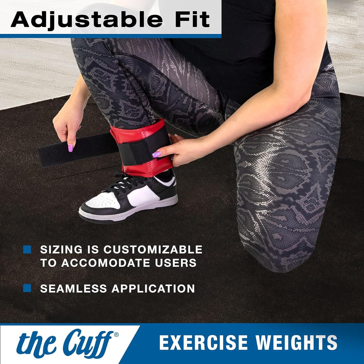 The Cuff Original Adjustable Ankle and Wrist Weight for Yoga, Dance, Running, Cardio, Aerobics, Toning, and Physical Therapy. 1 lb - Blue